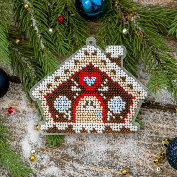 Bead embroidery kit on a plastic base