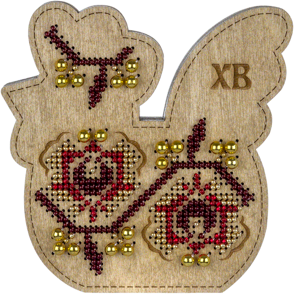 Bead embroidery kit on wood
