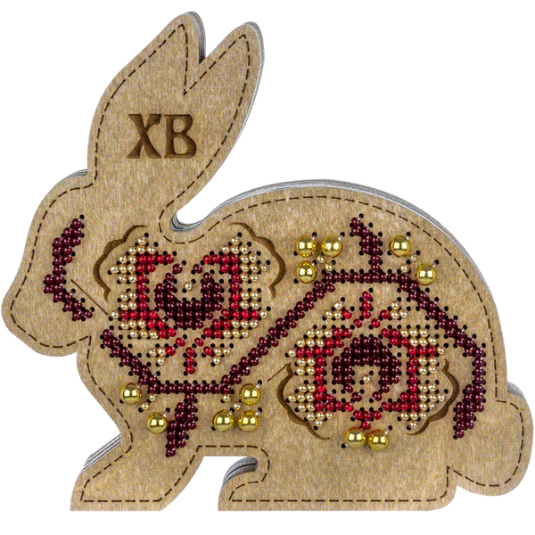 Bead embroidery kit on wood