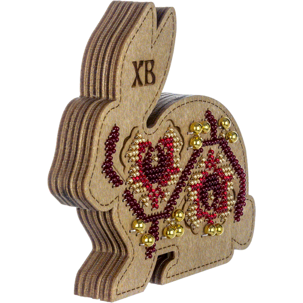 Bead embroidery kit on wood