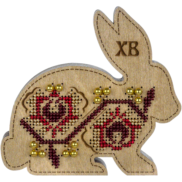 Bead embroidery kit on wood