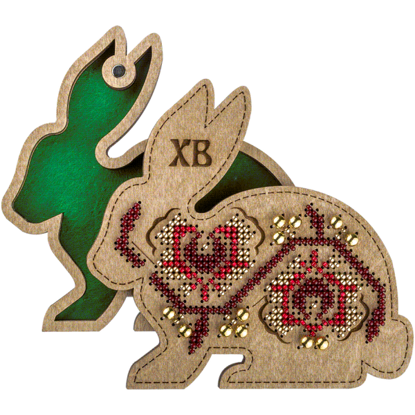 Bead embroidery kit on wood