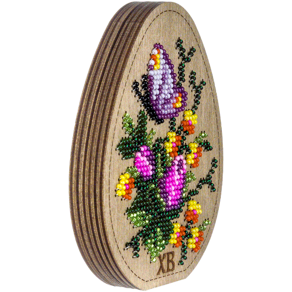 Bead embroidery kit on wood