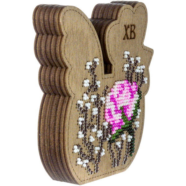 Bead embroidery kit on wood