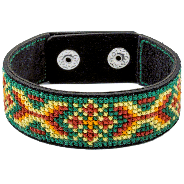 Cross-stitch kits on leather