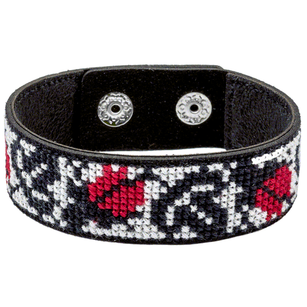 Cross-stitch kits on leather