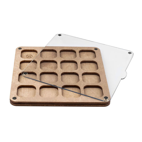 Wood bead organizer with transparent lid