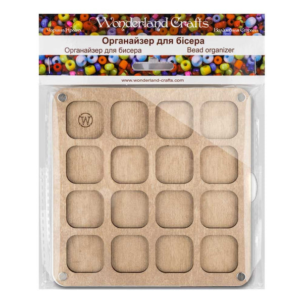 Wood bead organizer with transparent lid