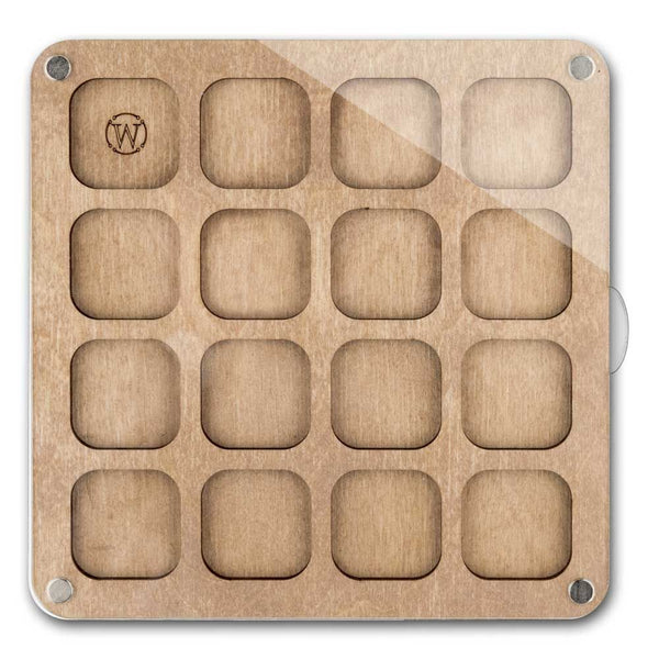 Wood bead organizer with transparent lid