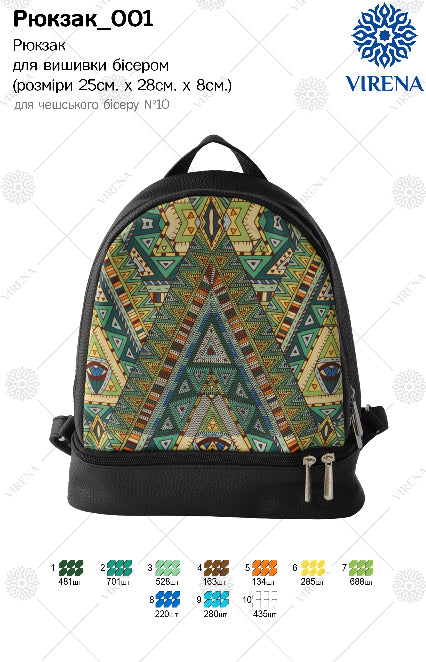 Backpack for embroidery with beads kit