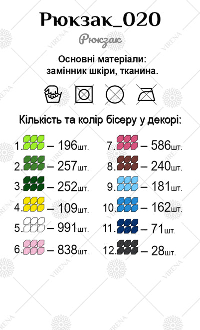 Backpack for embroidery with beads kit