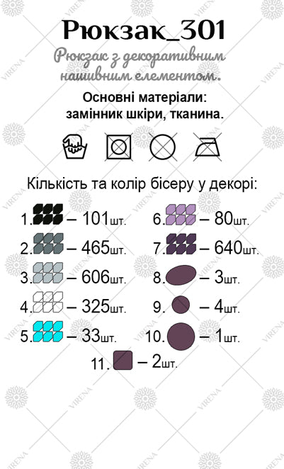 Bead embroidery kit for a backpack