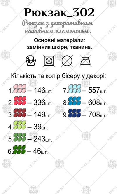 Bead embroidery kit for a backpack