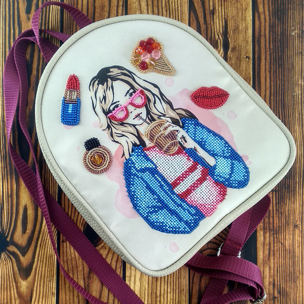 Bead embroidery kit for a backpack