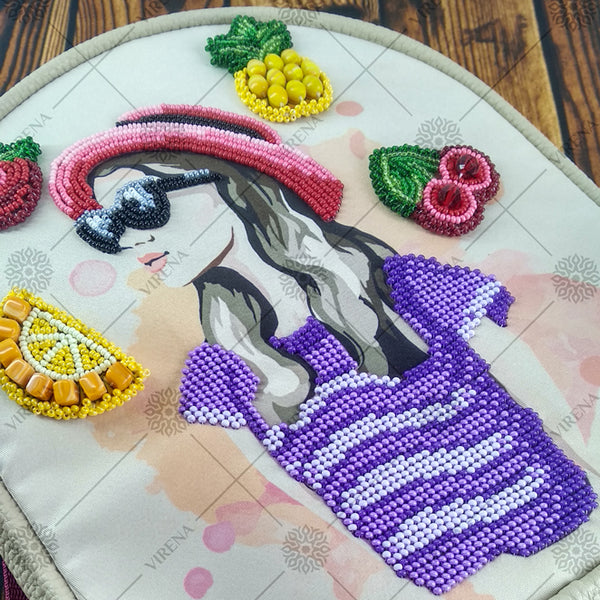 Bead embroidery kit for a backpack