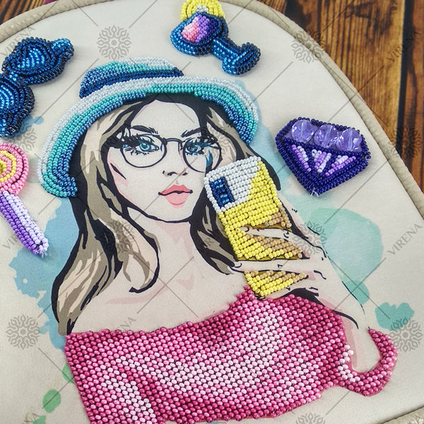 Bead embroidery kit for a backpack