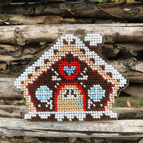 Bead embroidery kit on a plastic base