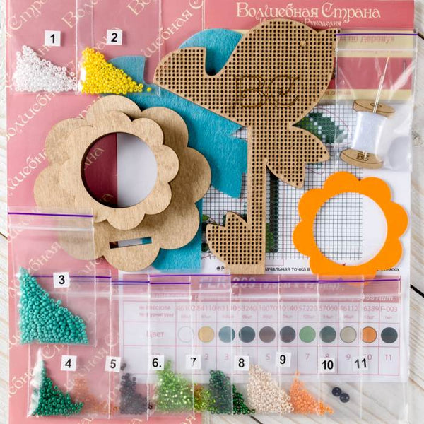 DIY Bead Embroidery Kit on Wood