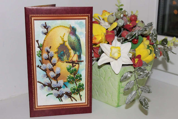 DIY Bead embroidery postcard kit