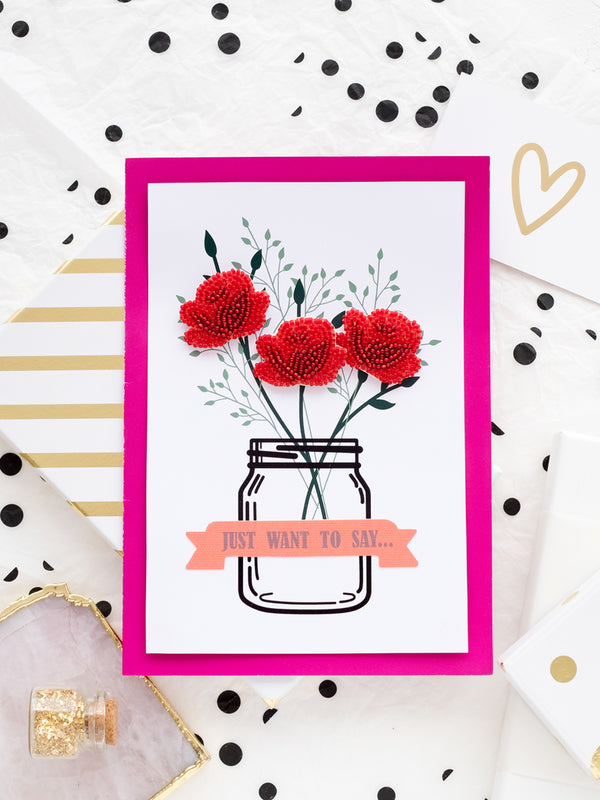 DIY kit postcard 3D for embroidery with beads