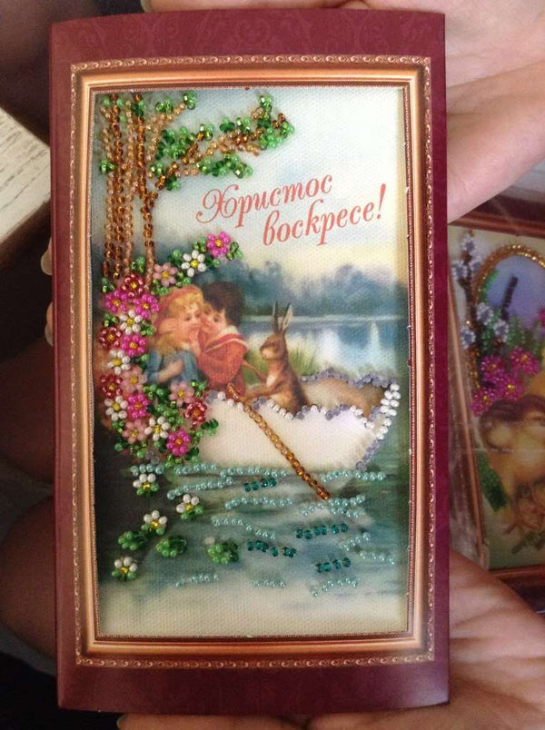 DIY Bead embroidery postcard kit