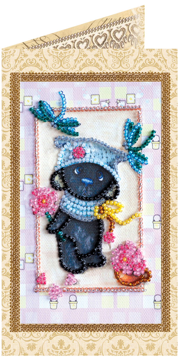 DIY Bead embroidery postcard kit