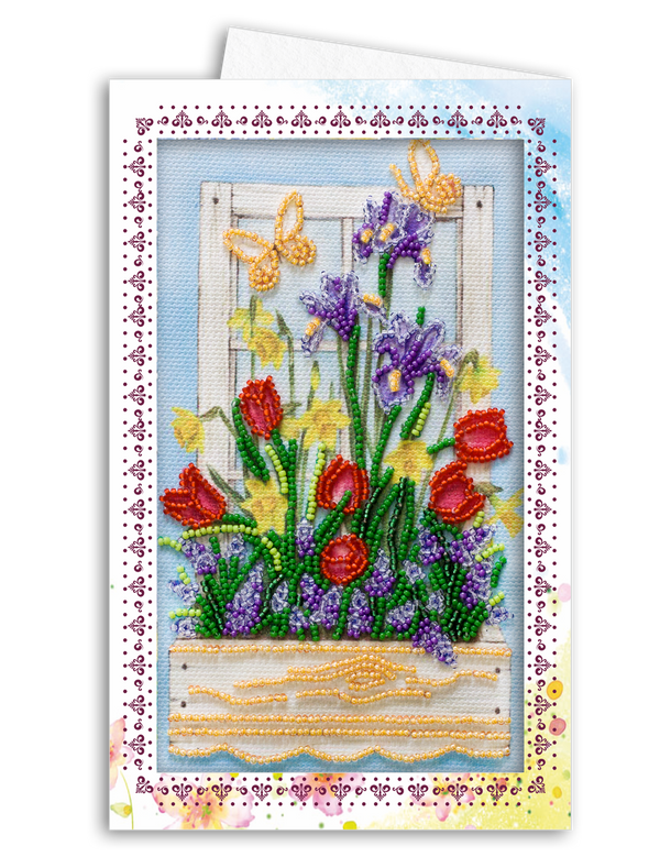 DIY Bead embroidery postcard kit