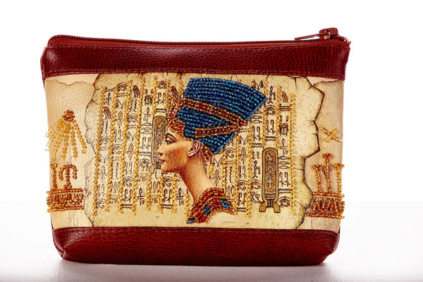 DIY Bead Embroidery kit Leatherette cosmetic bag