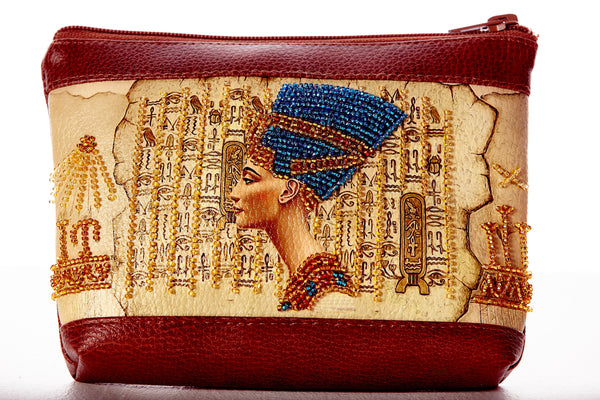 DIY Bead Embroidery kit Leatherette cosmetic bag