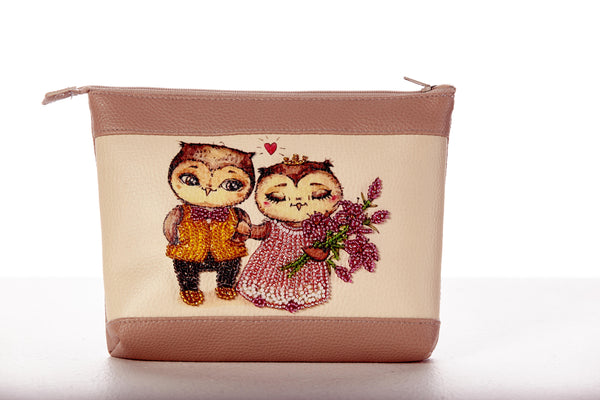 DIY Bead Embroidery kit Leatherette cosmetic bag