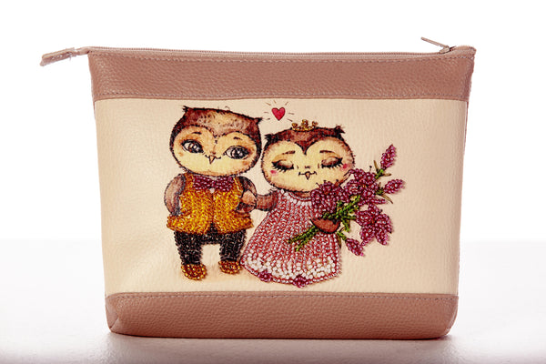 DIY Bead Embroidery kit Leatherette cosmetic bag