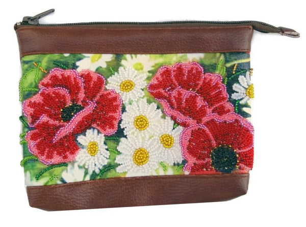 DIY Bead Embroidery kit Leatherette cosmetic bag