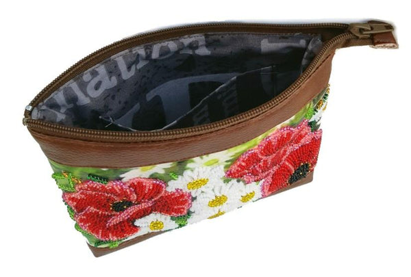 DIY Bead Embroidery kit Leatherette cosmetic bag