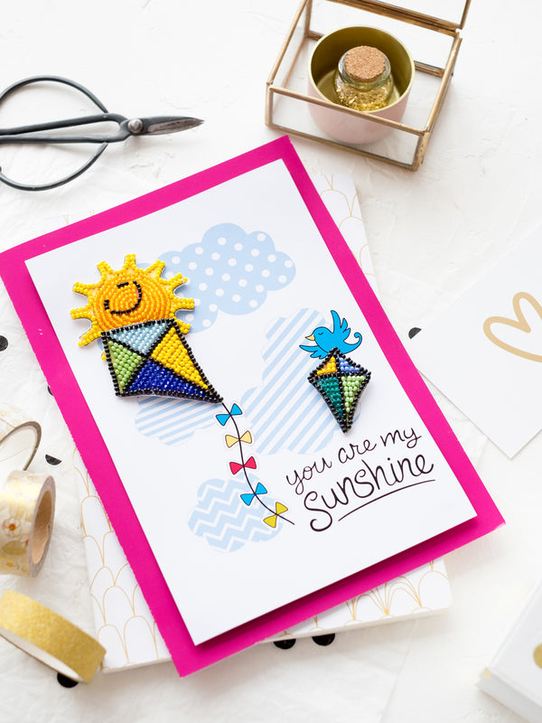 DIY kit postcard 3D for embroidery with beads