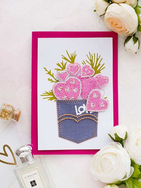 DIY kit postcard 3D for embroidery with beads