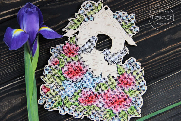 DIY Cross stitch kit on wood