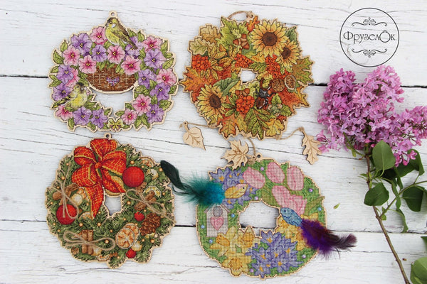 DIY Cross stitch kit on wood