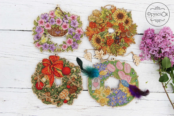 DIY Cross stitch kit on wood