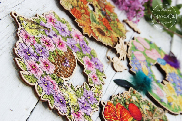 DIY Cross stitch kit on wood