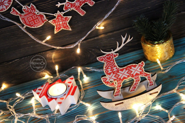 DIY Cross stitch kit on wood