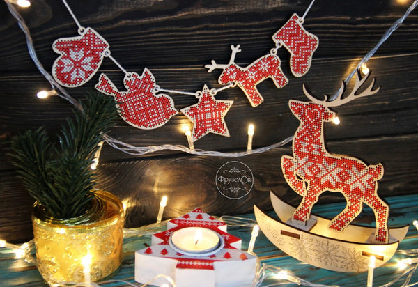 DIY Cross stitch kit on wood