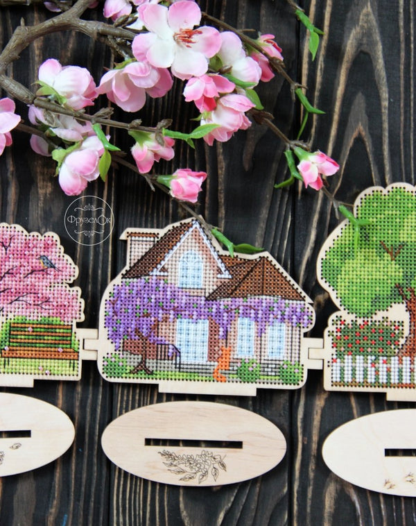 DIY Cross stitch kit on wood