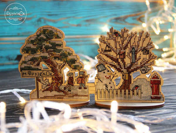 DIY Cross stitch kit on wood