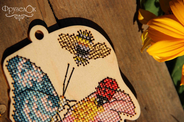 DIY Cross stitch kit on wood