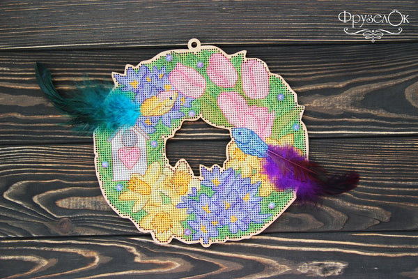 DIY Cross stitch kit on wood