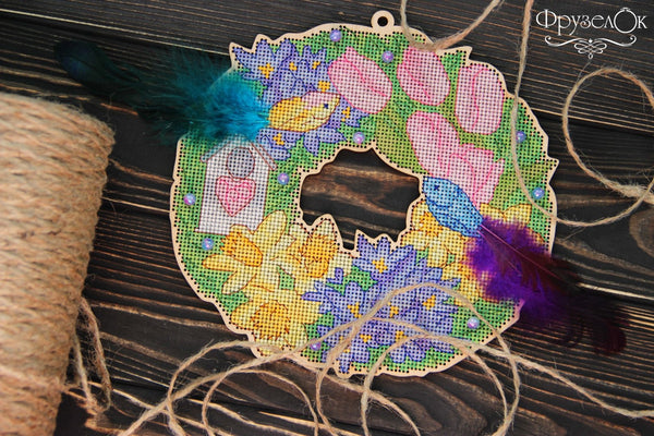 DIY Cross stitch kit on wood