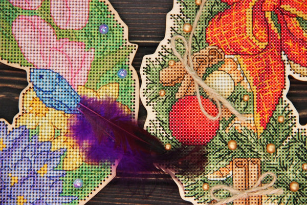 DIY Cross stitch kit on wood