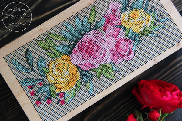 DIY Cross stitch kit on wood