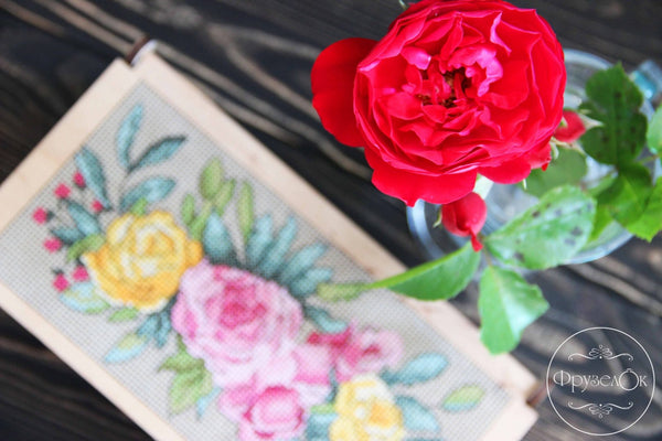 DIY Cross stitch kit on wood