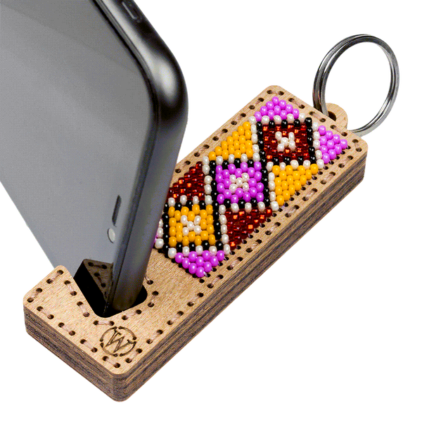 Bead embroidery kit on wood FLK-492 DIY Phone holder kit